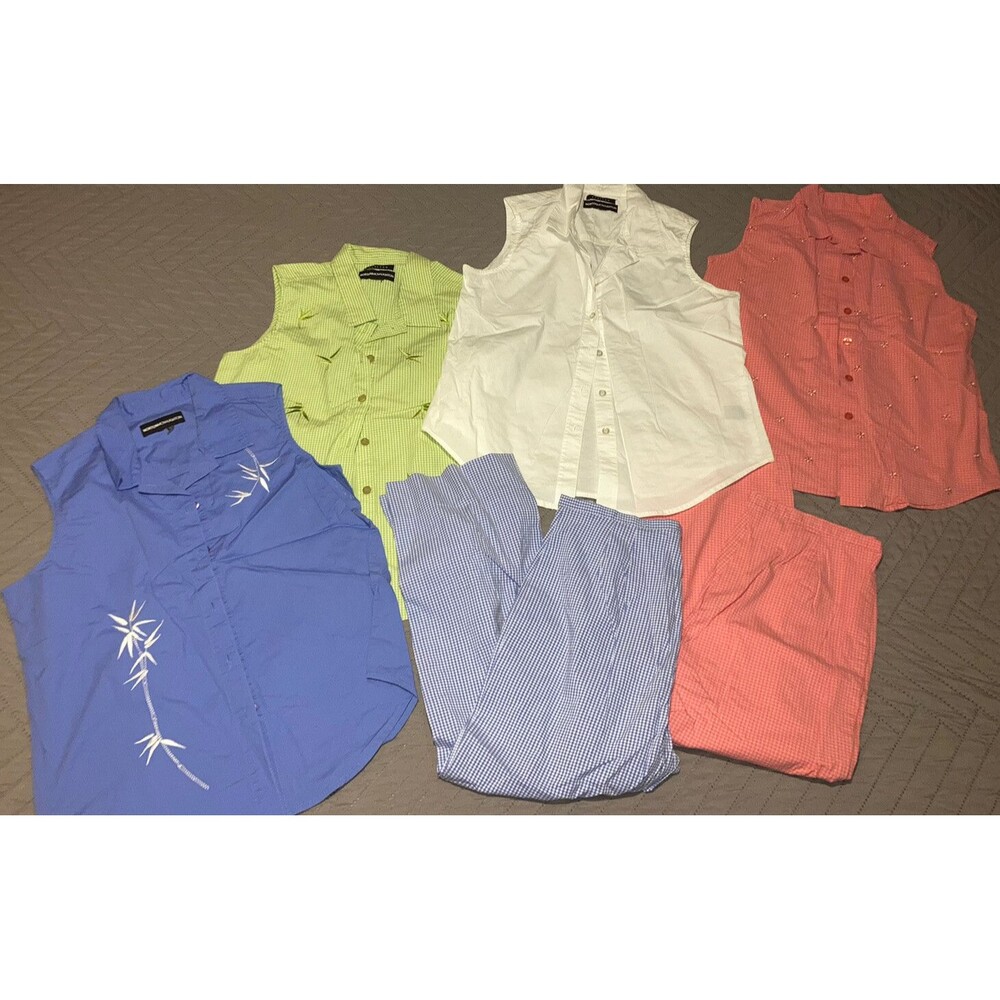 NORTON MCNAUGHTON 6pc Tank Top & Capri Set Sz Large XL Womens Shirt & Pants Lot
